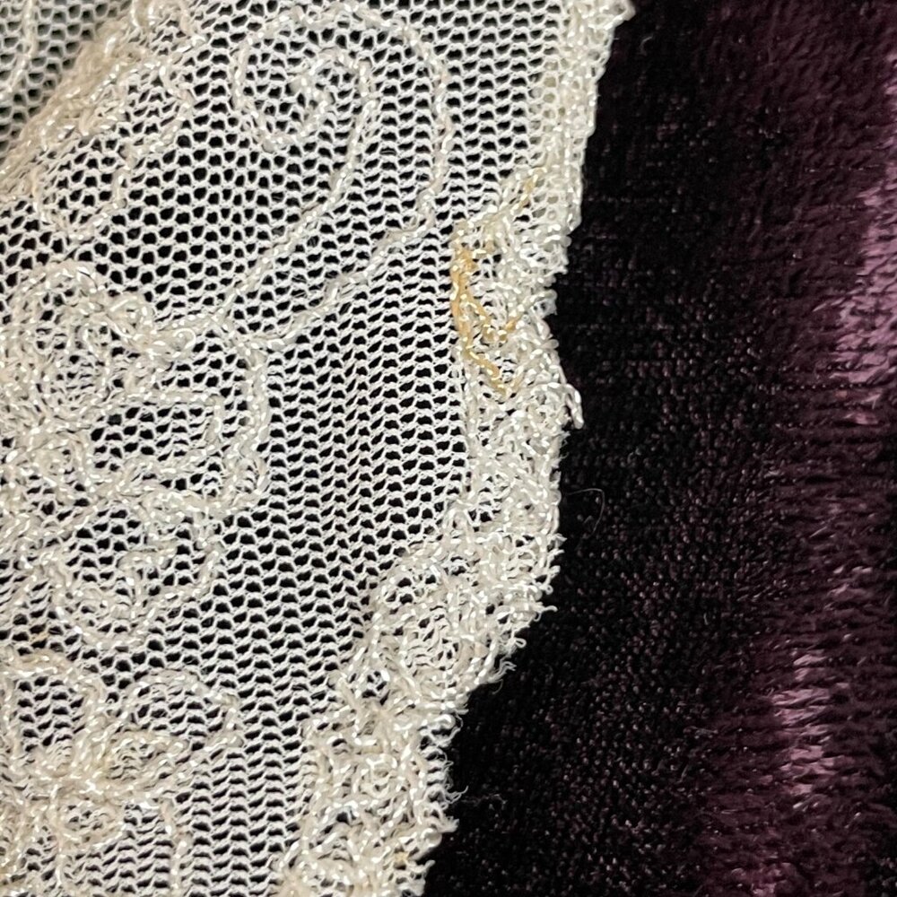 Velvet Jacket Lace Collar Purple Women Button Up Victorian Size Large‎ Delicate - Picture 8 of 11
